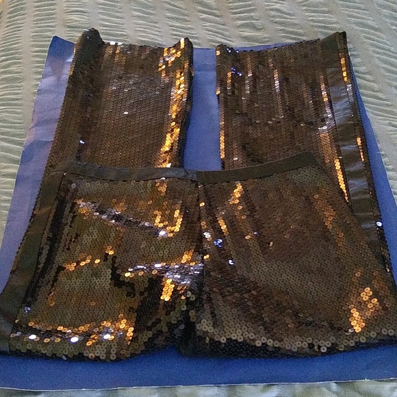 BCBG Max Azria black sequin tuxedo style pants size 8 - Picture 8 of 10